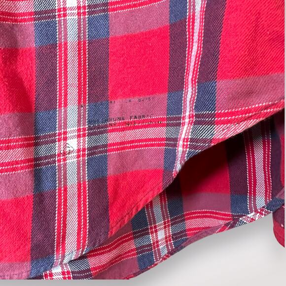 GANT Rugger Small Plaid Flannel‎ Shirt Red Country Twill Bleeker Holiday Western - Picture 7 of 9
